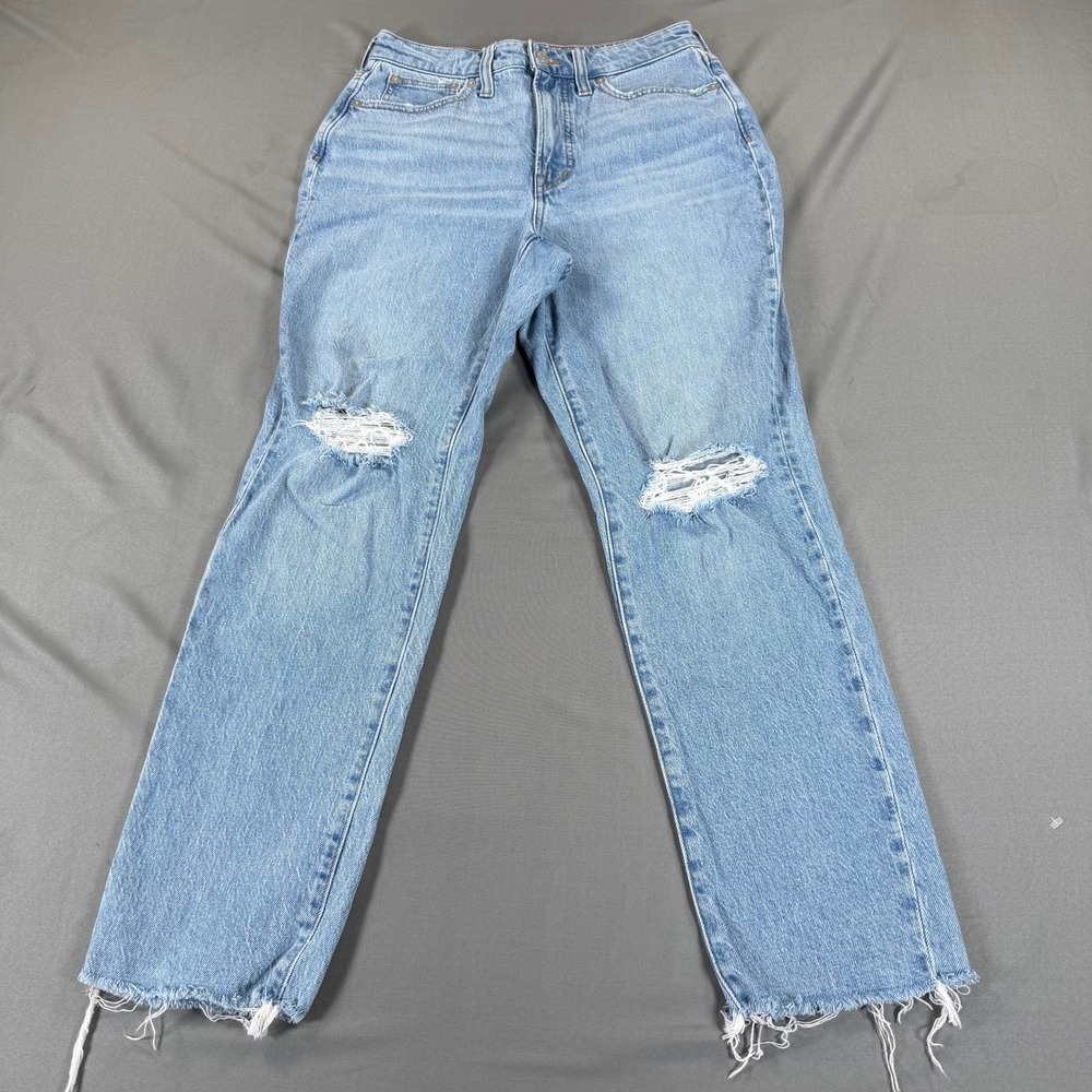 Madewell‎ Curvy Perfect Vintage Jean 27 High Rise Distressed Raw Hem Light Wash